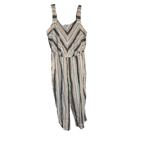 Vince Camuto 1X Striped Jumpsuit Womens Plus Size Linen Blend Casual Outfit - Picture 1 of 6